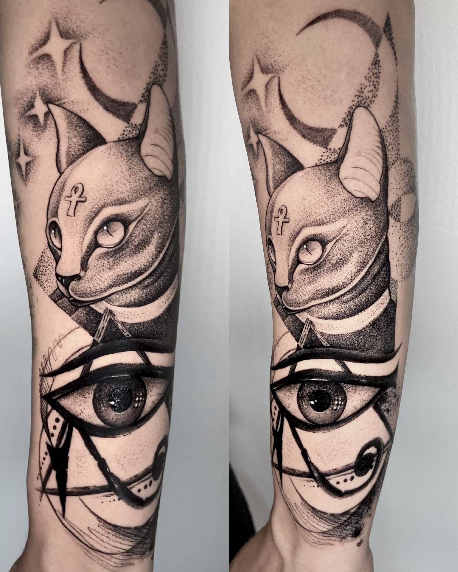 tatuaje egipcio blanco y negro